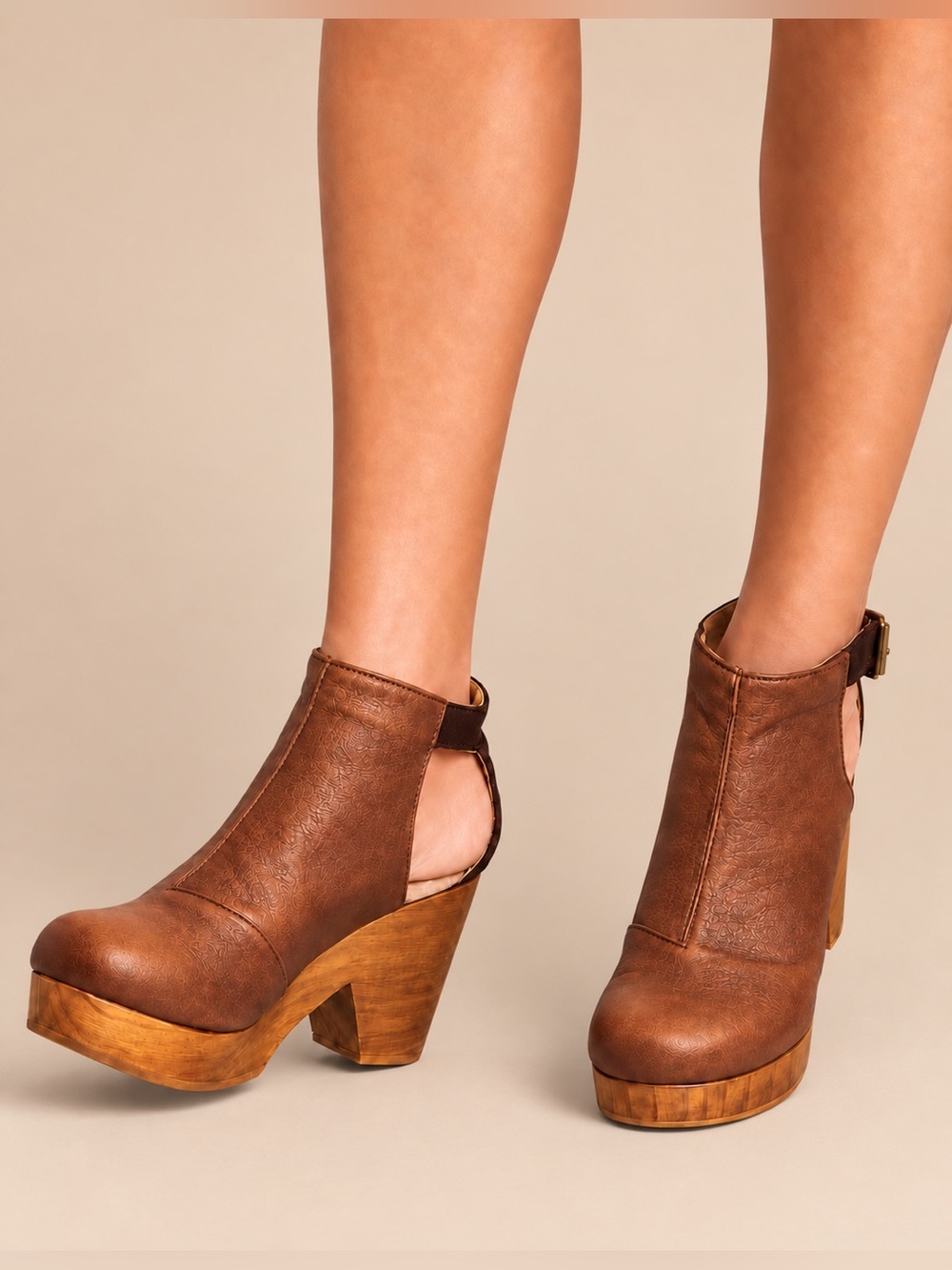 Free People Amber Orchard Leather Cutout Clog Booties Made in Spain